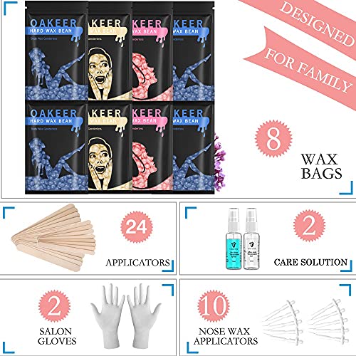Oakeer Waxing Kit 8 Bags Hard Wax Beans Wax Warmer Hair Removal Wax Kit for B...