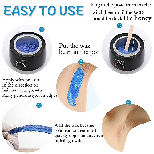 Oakeer Waxing Kit 8 Bags Hard Wax Beans Wax Warmer Hair Removal Wax Kit for B...