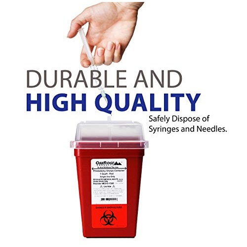 OakRidge Products 1 Quart Size (Pack of 3) Sharps Disposal Container - Approv...