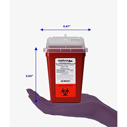 OakRidge Products 1 Quart Size (Pack of 3) Sharps Disposal Container - Approv...