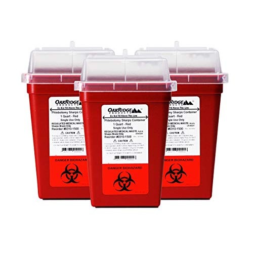 OakRidge Products 1 Quart Size (Pack of 3) Sharps Disposal Container - Approv...