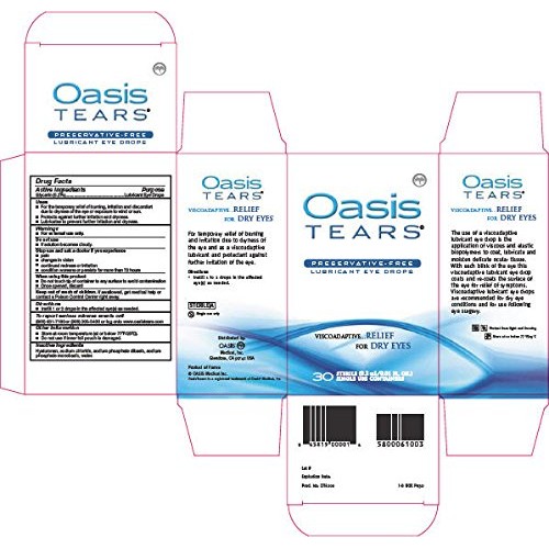 Oasis TEARS Lubricant Eye Drops, One 30 Count Box Sterile Disposable Containe...