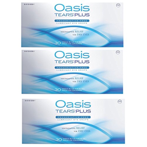 Oasis Tears Plus Lubricant Eye Drops Relief for Dry Eyes, 30 Count Box Steril...