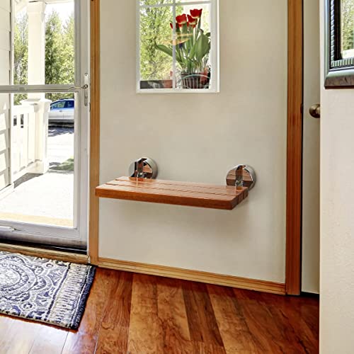 OasisCraft 20'' Folding Teak Shower Bench Seat for Inside Shower, Wood Shower...