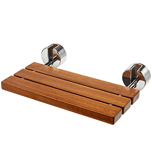 OasisCraft 20'' Folding Teak Shower Bench Seat for Inside Shower, Wood Shower...
