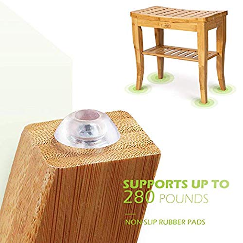 OasisCraft Bamboo Shower Bench and Chair with Free Soap Dish, 19" Waterproof ...