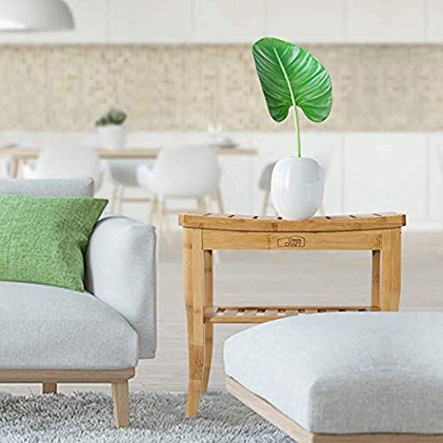 OasisCraft Bamboo Shower Bench and Chair with Free Soap Dish, 19" Waterproof ...