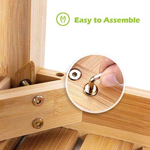 OasisCraft Bamboo Shower Bench Chair with Foot Stool and Free Soap Dish, Wood...