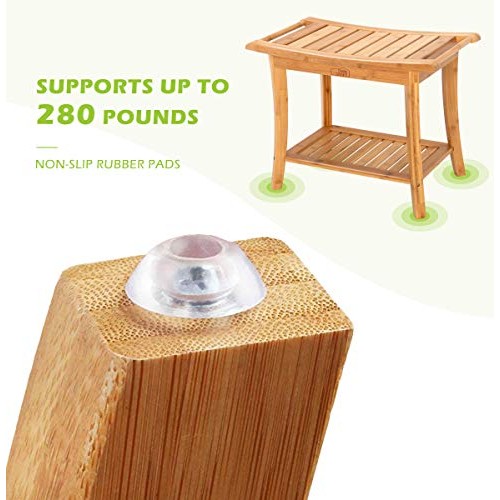 OasisCraft Bamboo Shower Bench Seat with Free Soap Dish, 24" Waterproof Showe...