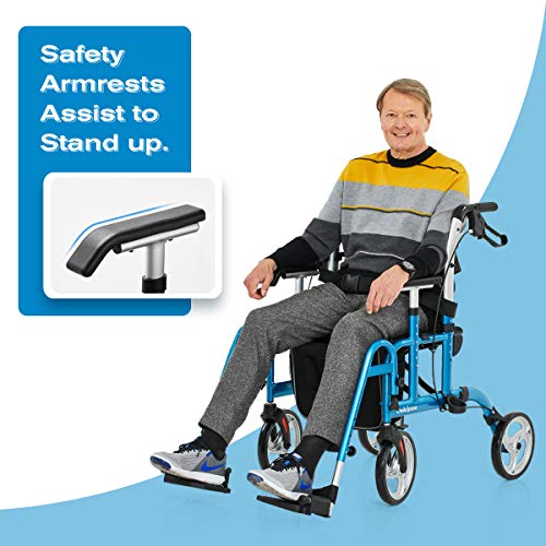 OasisSpace 2 in 1 Rollator Walker with Footrest - Transport Walker Chair with...