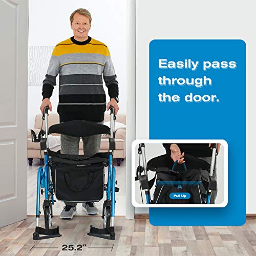 OasisSpace 2 in 1 Rollator Walker with Footrest - Transport Walker Chair with...