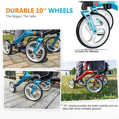 OasisSpace Aluminum Rollator Walker with Seat, Folding Rollator Walker with 1...