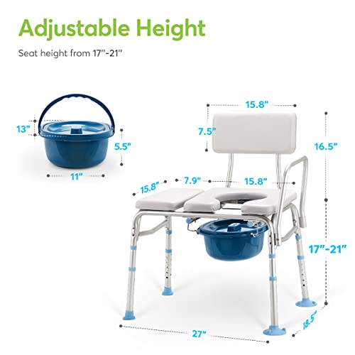 OasisSpace Bathtub Transfer Bench with Commode Opening - Combination Padded S...