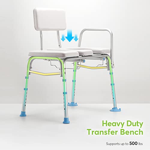 OasisSpace Bathtub Transfer Bench with Commode Opening - Combination Padded S...