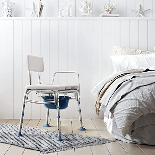 OasisSpace Bathtub Transfer Bench with Commode Opening - Combination Padded S...