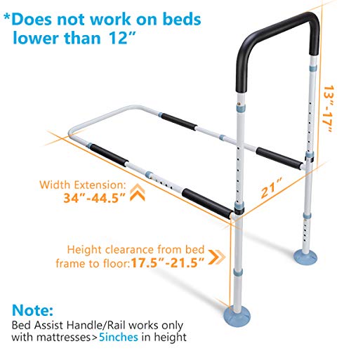 OasisSpace Bed Rail for Seniors, Medical Adjustable Bed Assist Rail Handle an...