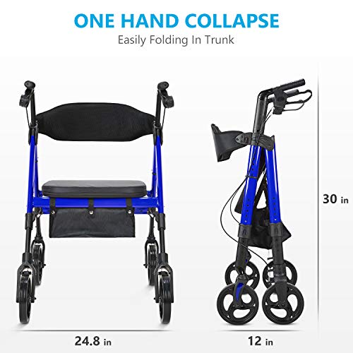 OasisSpace Heavy Duty Rollator Walker - Bariatric Rollator Walker with Large ...