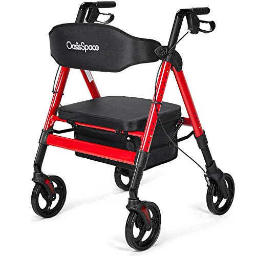 OasisSpace Heavy Duty Rollator Walker - Bariatric Rollator Walker with Large ...