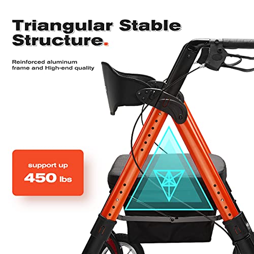 OasisSpace Heavy Duty Rollator Walker - Pneumatic Rollator Walker with Large ...