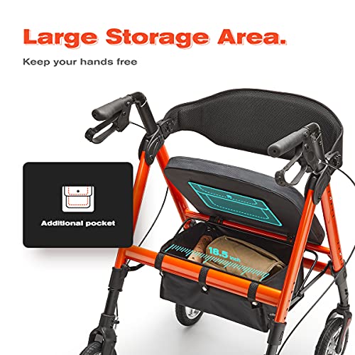 OasisSpace Heavy Duty Rollator Walker - Pneumatic Rollator Walker with Large ...