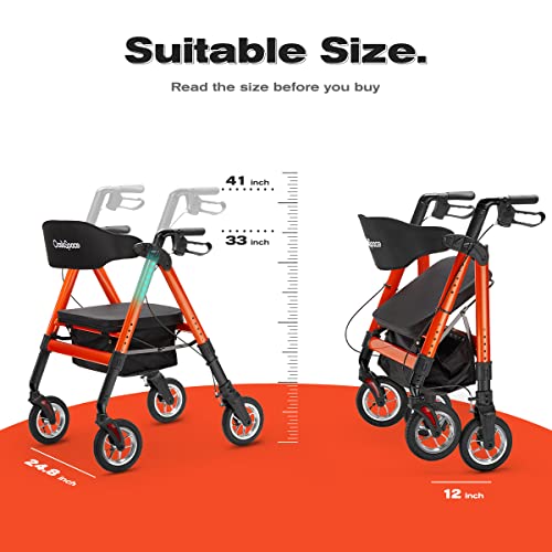 OasisSpace Heavy Duty Rollator Walker - Pneumatic Rollator Walker with Large ...