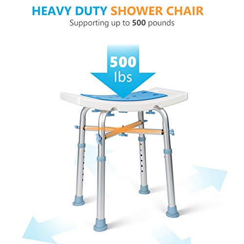 OasisSpace Heavy Duty Shower Chair 500lb, Padded Bath Seat with Free Assist G...