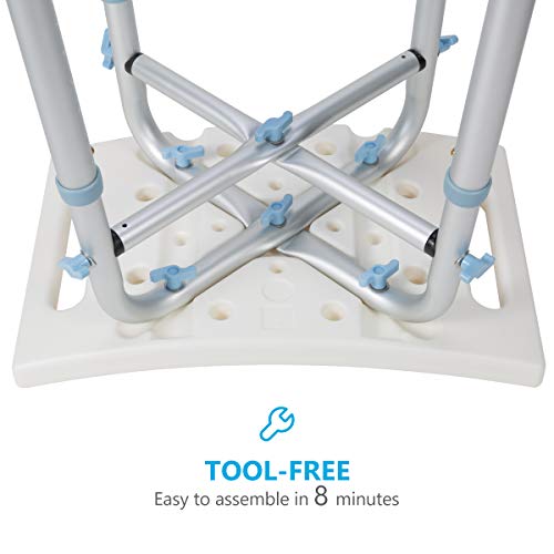 OasisSpace Heavy Duty Shower Chair 500lb, Padded Bath Seat with Free Assist G...