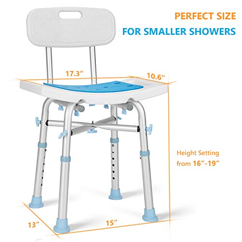 OasisSpace Heavy Duty Shower Chair with Back 500lb, EVA Padded Bath Seat with...
