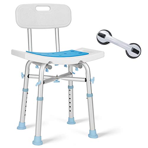 OasisSpace Heavy Duty Shower Chair with Back 500lb, EVA Padded Bath Seat with...