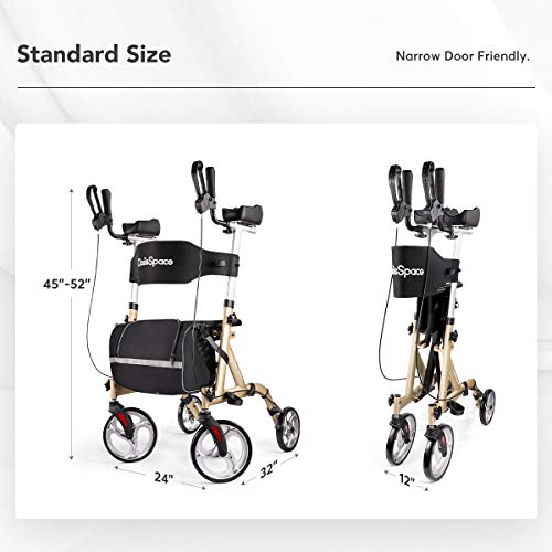 OasisSpace Lightweight Upright Walker - Rollator Walker with Seat with Back S...