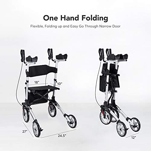 OasisSpace Lightweight Upright Walker with Armrest - Up Rollator with Seat,St...
