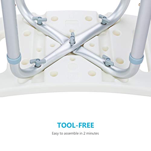 OasisSpace Shower Chair, Adjustable Bath Stool with Free Assist Grab Bar - Me...