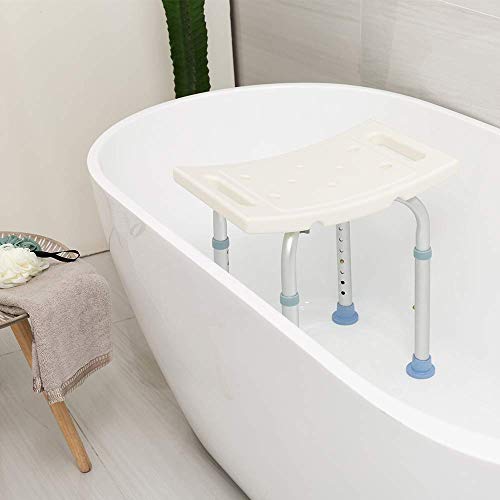 OasisSpace Shower Chair, Adjustable Bath Stool with Free Assist Grab Bar - Me...