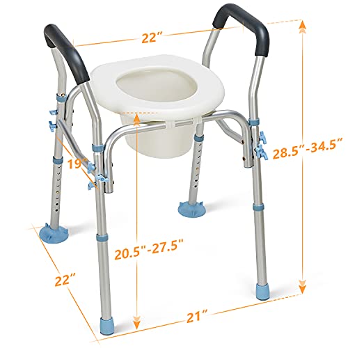 OasisSpace Stand Alone Raised Toilet Seat 300lbs - Heavy Duty Medical Raised ...
