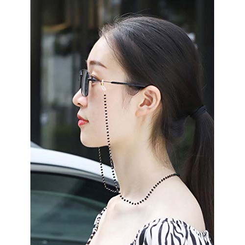 Obmyec Beaded Sunglass Chain Opal Glasses Chains Black Eyeglass Chain Eyeglas...
