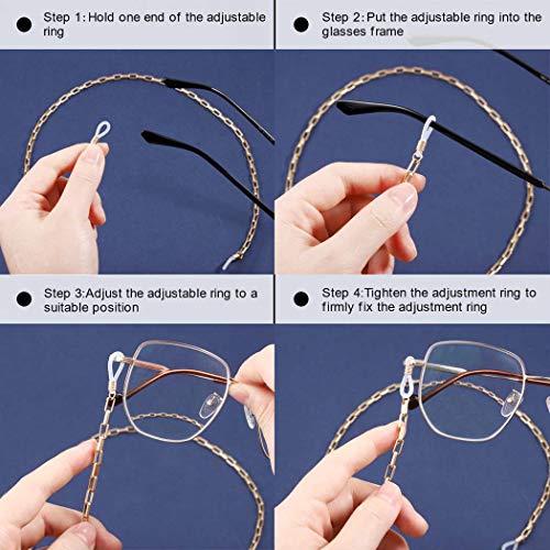 Obmyec Beaded Sunglass Chain Opal Glasses Chains Black Eyeglass Chain Eyeglas...