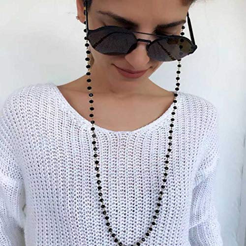 Obmyec Beaded Sunglass Chain Opal Glasses Chains Black Eyeglass Chain Eyeglas...