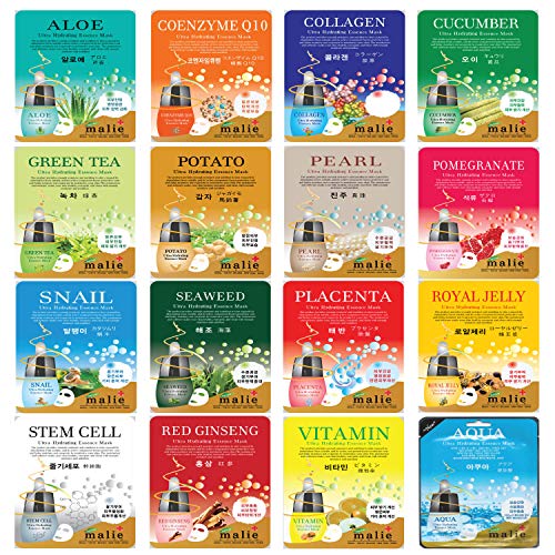 OBS lab] 16 pcs Ultra Hydrating Essence Facial Mask Sheets ( 16 types x 1 eac...