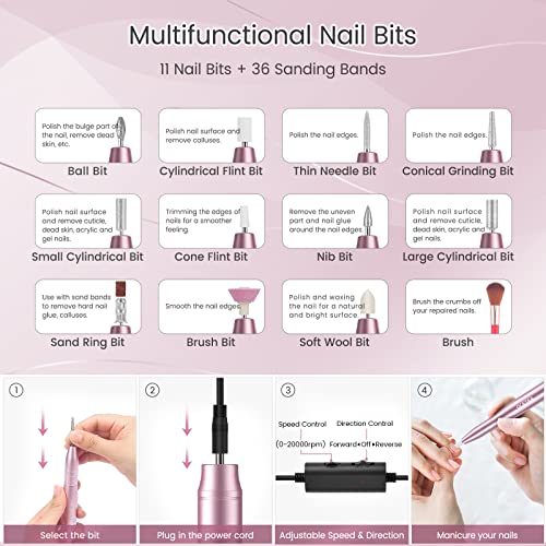 Ocetea Portable Electric Nail Drill , Nail Drill Machine for Acrylic and Gel ...