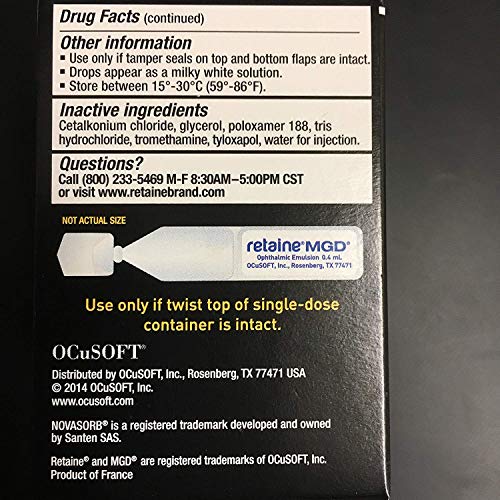 OCuSOFT Retaine MGD Complete Dry Eye Relief Lubricant Eye Drops Single-Dose C...