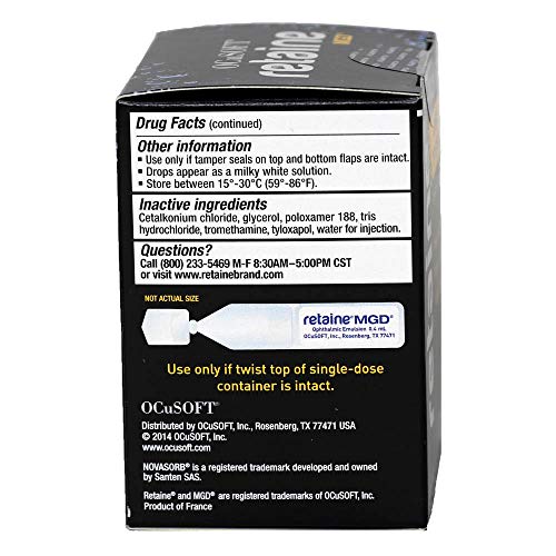 Ocusoft Retaine MGD Ophthalmic Emulsion, Milky White Solution, 30 count Singl...