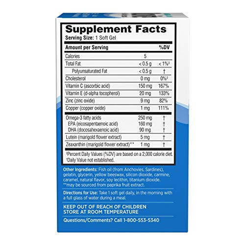 Ocuvite Eye Vitamin & Mineral Supplement, Contains Zinc, Vitamins C, E, Omega...