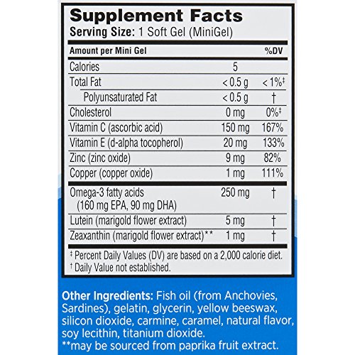 Ocuvite Eye Vitamin & Mineral Supplement, Contains Zinc, Vitamins C, E, Omega...