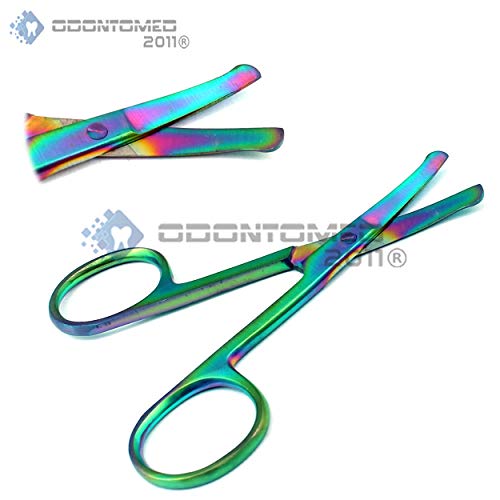 3.5 inch Rainbow 'Nose Scissors Curved Mustache Scissors Nose Hair Scissors E...