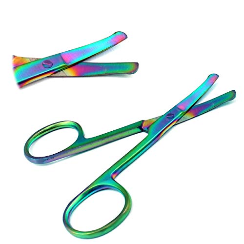 3.5 inch Rainbow 'Nose Scissors Curved Mustache Scissors Nose Hair Scissors E...