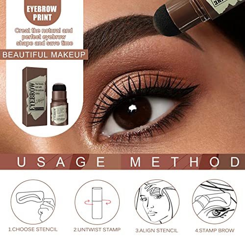 Eyebrow Stamp Stencil Kit - One Step Brow Stamp Shaping Kit Long-Lasting Wate...