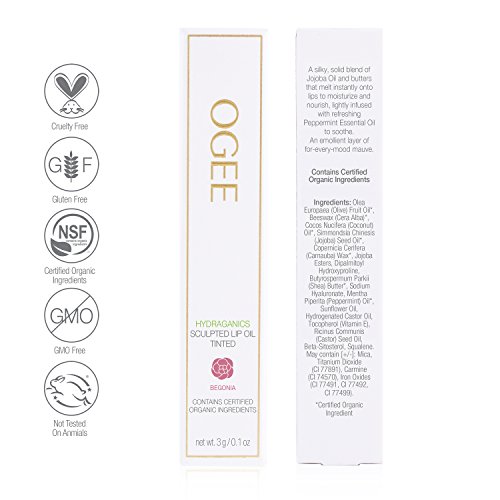 Ogee Tinted Sculpted Lip Oil - Made with 100% Organic Coconut Oil, Jojoba Oil...
