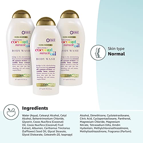 OGX Extra Creamy + Coconut Miracle Oil Ultra Moisture Body Wash, 58.5 Fl Oz, ...