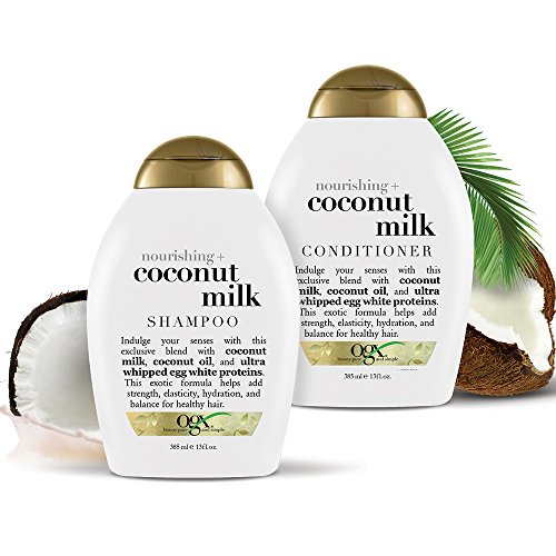 OGX Nourishing + Coconut Milk Shampoo & Conditioner Set, 13 Ounce (packaging ...