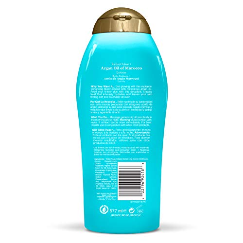 OGX Radiant Glow + Argan Oil of Morocco Extra Hydrating Body Lotion for Dry S...